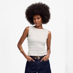 NWOT Madewell Smocked Boatneck Tank - XS